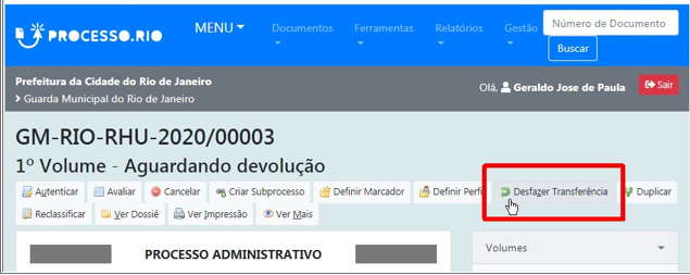 Desfazer Tramitação